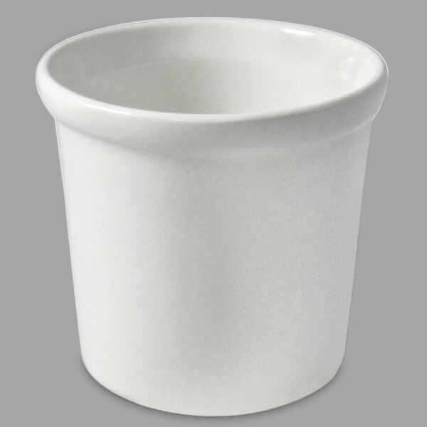 A white Bon Chef salad dressing bowl with a white background.