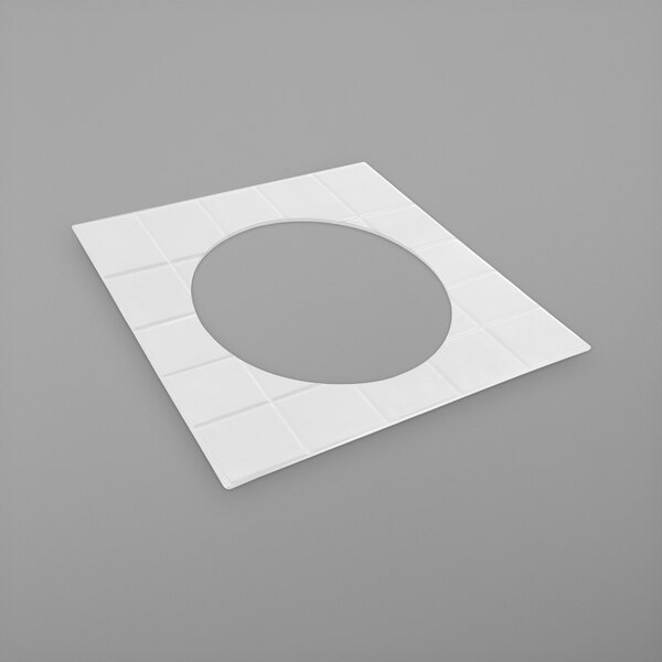 A white square Bon Chef tile with a circle cut out in the middle.