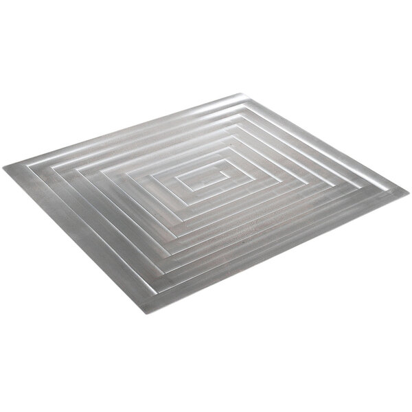 A Bon Chef stainless steel rectangle with a square pattern.