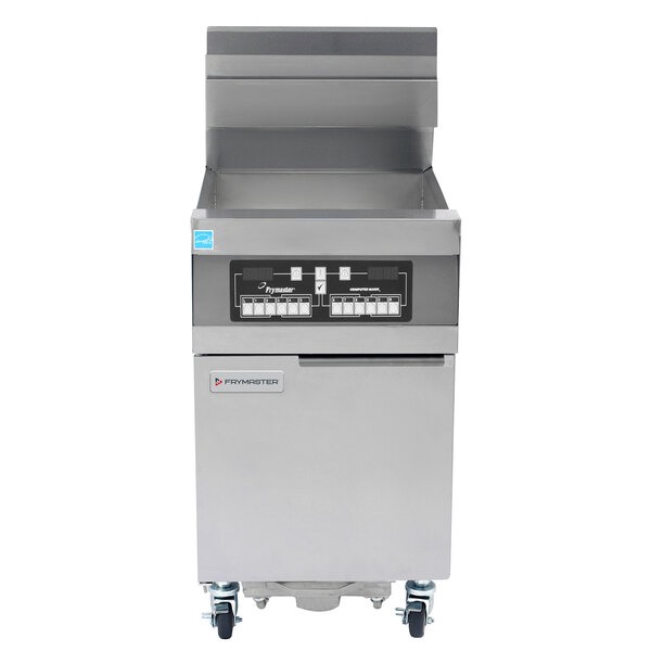 A Frymaster gas floor fryer with stainless steel.