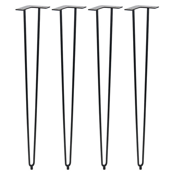 A group of black metal legs for a BFM Seating NV table.