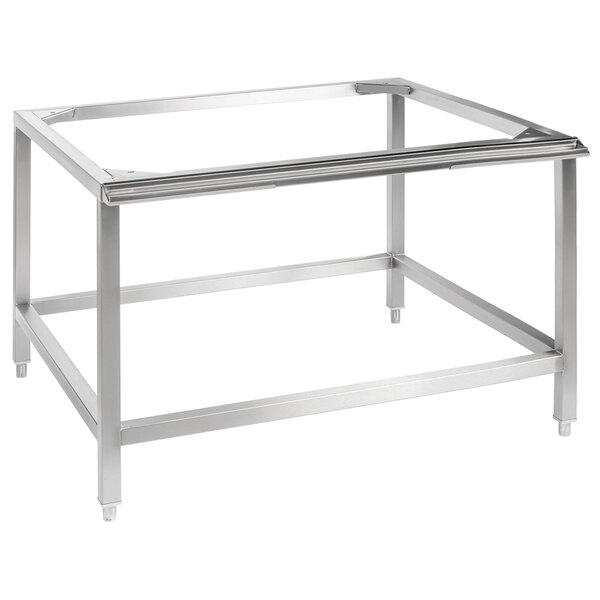 A Vulcan stainless steel open-frame stand with adjustable feet for an ABC Combi Oven.