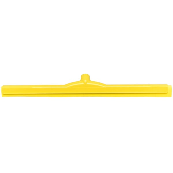A yellow Carlisle floor squeegee with a plastic frame.