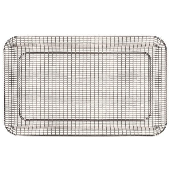 A wire basket with a metal grid pattern for a Vulcan combi oven.