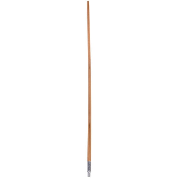 A Carlisle wooden broom/squeegee handle with a metal tip.
