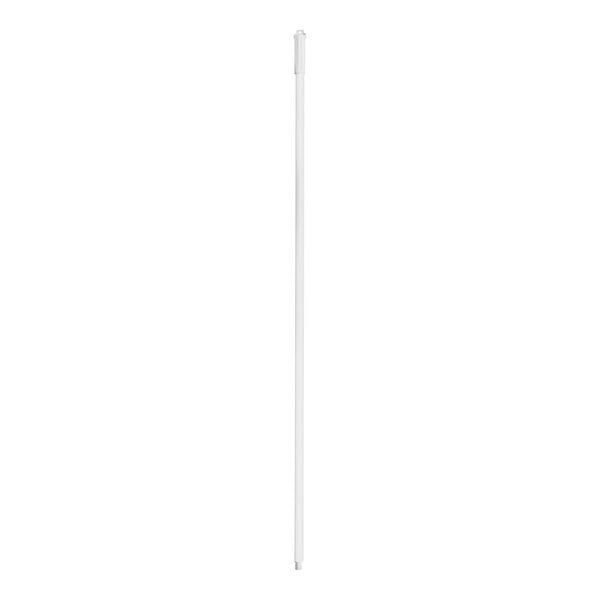 A white plastic pole with a threaded tip and a black and red top.