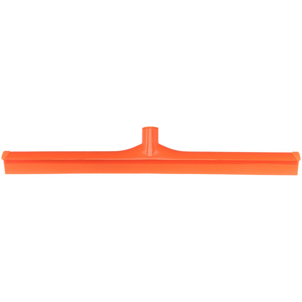 A Carlisle Sparta Spectrum orange plastic squeegee with a long handle.