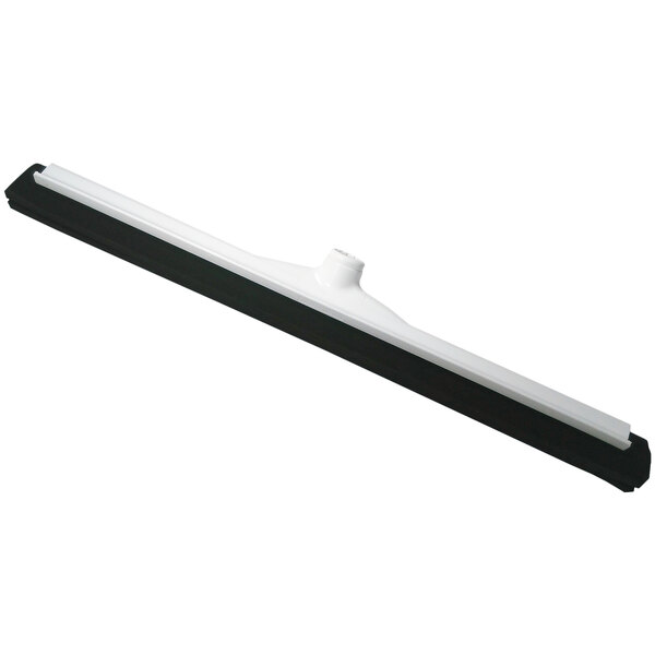 A black and white Carlisle floor squeegee with a white plastic frame.