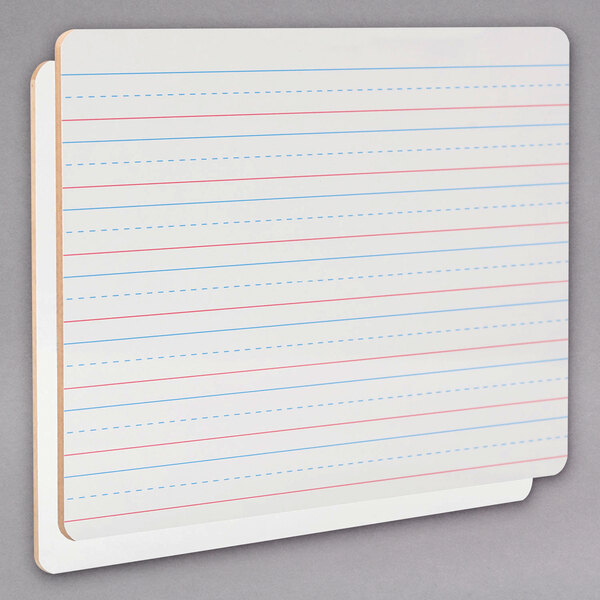 A Universal lined dry erase board.