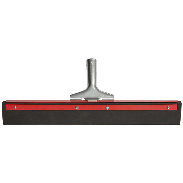 A Carlisle black and red floor squeegee with a silver metal frame.