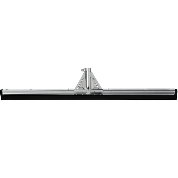 A black Rubbermaid floor squeegee with a silver metal frame.