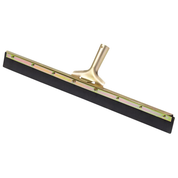A black Rubbermaid floor squeegee with a metal frame.