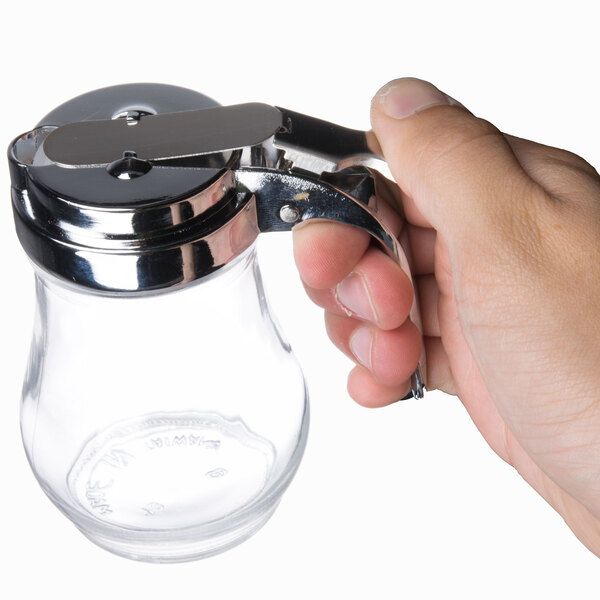 6 oz. Glass Syrup Dispenser with Chrome Plated Alloy Top