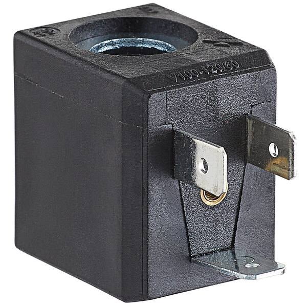 A black square Narvon electrical coil with metal screws.