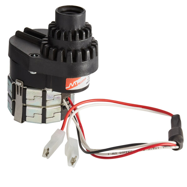 A Narvon 110V gearbox for D5G series refrigerated beverage dispensers with a small black electric motor and red and white wires.
