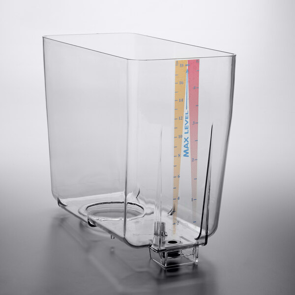 A Narvon clear plastic 5 gallon bowl for refrigerated beverage dispensers.