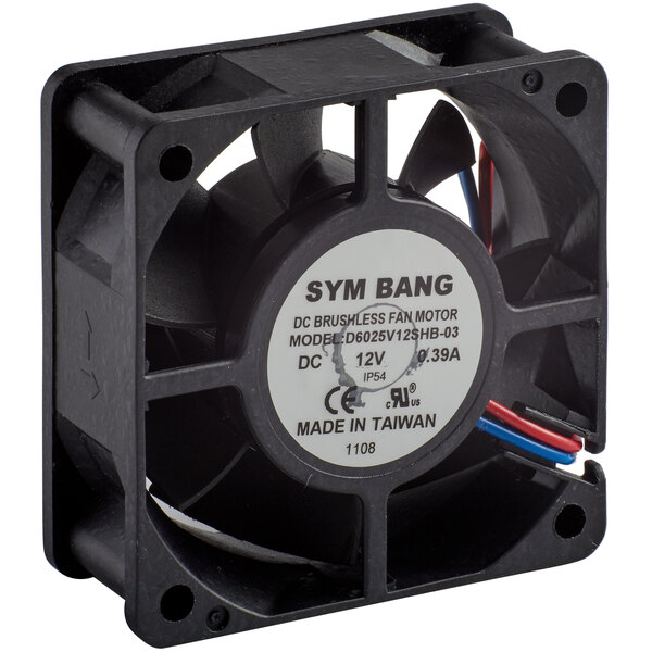 A black Cambro fan with white text that says "SYMBANG"