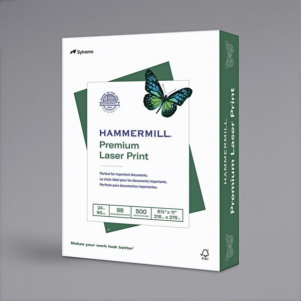 A box of Hammermill Premium Laser Paper with a white background.