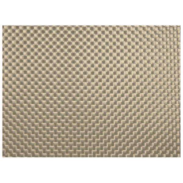 A beige woven vinyl rectangle placemat with a champagne pattern.