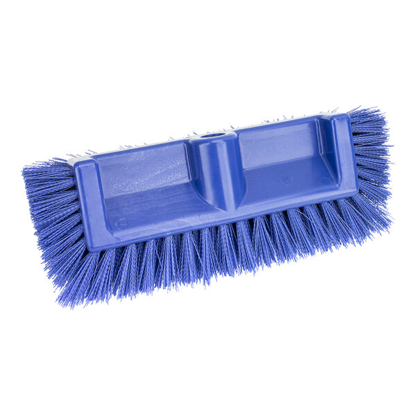 A Carlisle blue floor scrub brush with long end bristles.