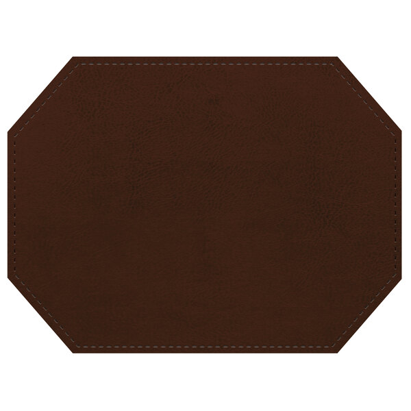 A brown faux leather octagon placemat.