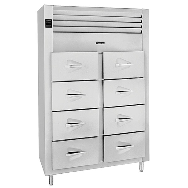 A stainless steel Traulsen fish/poultry file cabinet with drawers.