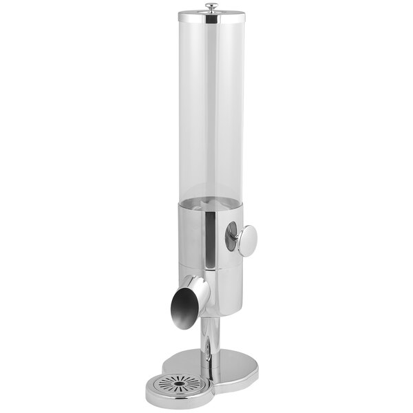 An Eastern Tabletop stainless steel cereal dispenser with a clear glass top.