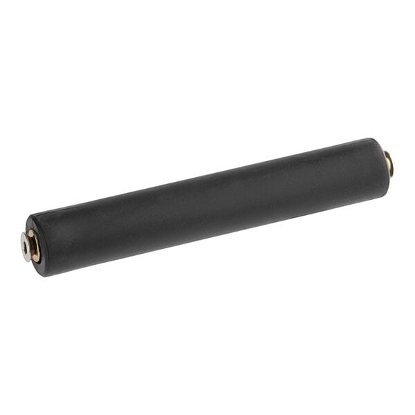 A black cylindrical pipe with a metal handle.