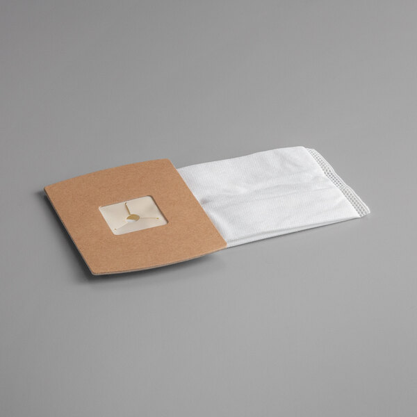 A white rectangular paper bag with a square window.