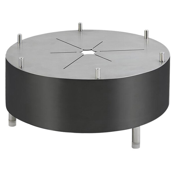 A Bon Chef Nero finish stainless steel high linking chafer alternative with a circular cutout in the middle.