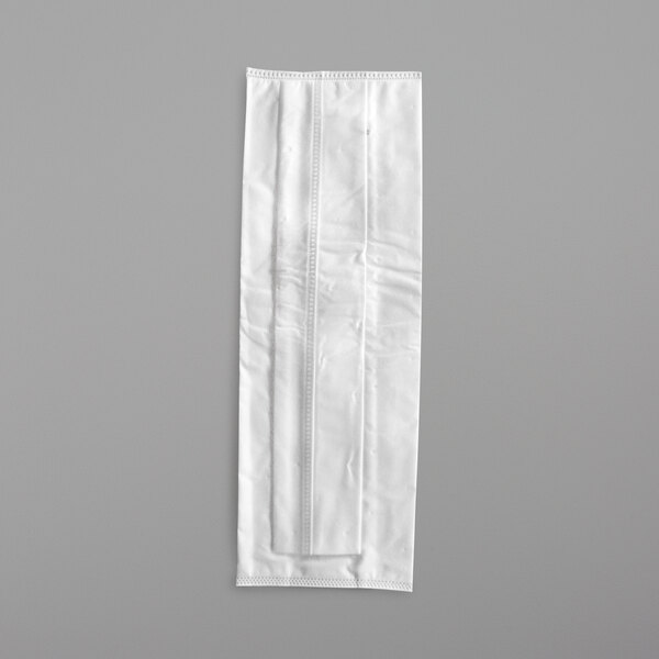 A white cloth bag with a zipper on it.