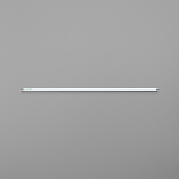 A white rectangular Satco T5 fluorescent light bulb on a gray background.
