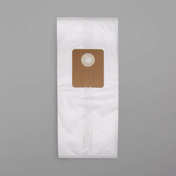A brown bag with a white circle.