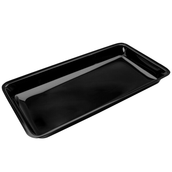 A black rectangular Delfin acrylic market tray with a handle.