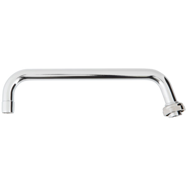 A silver faucet nozzle with a long swing bar.