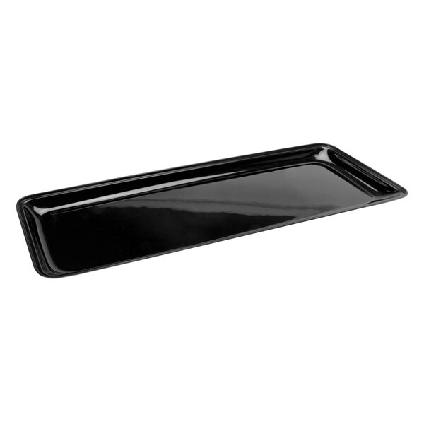 A black rectangular Delfin market tray with a handle.