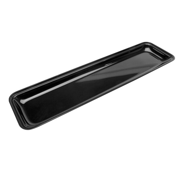 A black rectangular Delfin market tray with a black handle.