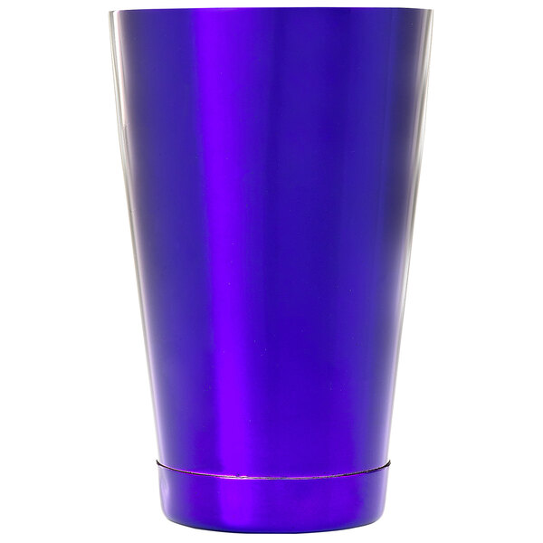 A purple cocktail shaker tin.