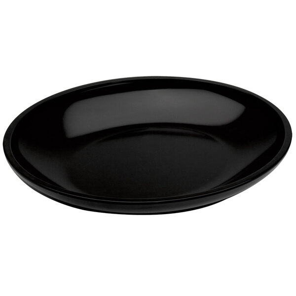 A black oval melamine bowl.