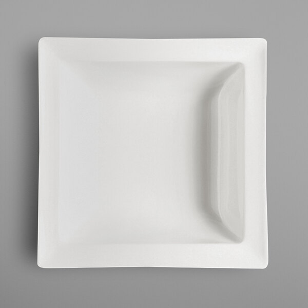 A white square RAK Porcelain salad bowl with a square center on a gray background.