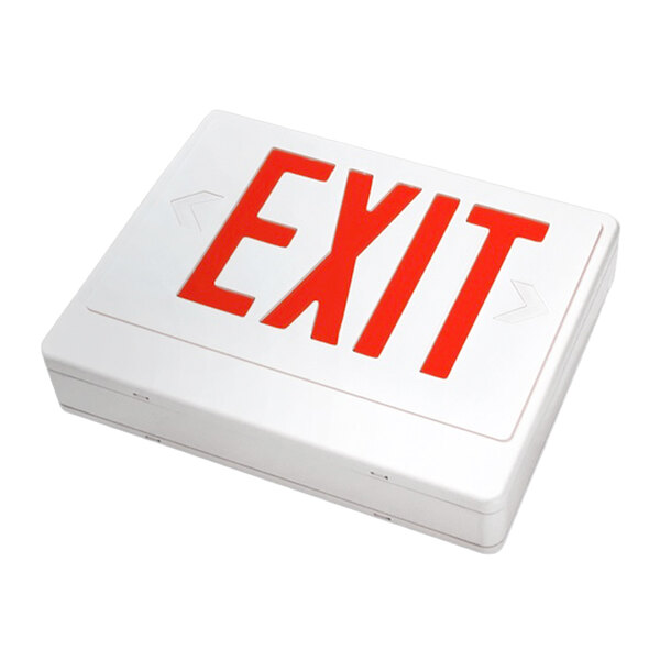 Lavex Universal White Remote Capable LED Exit Sign with Red Lettering and Battery Backup