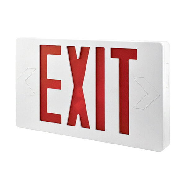 Lavex Universal White Exit Sign with Red Lettering (A/C Only)