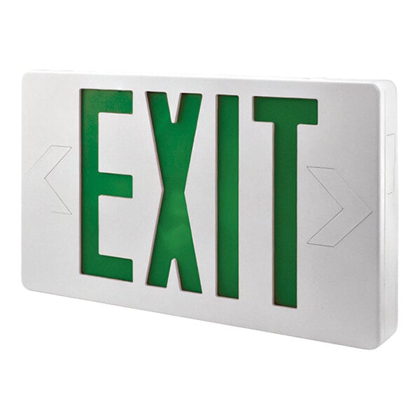 Lavex Universal White Exit Sign with Green Lettering (A/C Only)