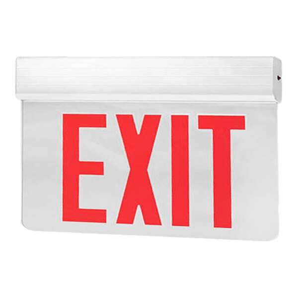Lavex New York City Approved Single Face Aluminum Exit Sign with Red LED Lettering and Edge Lighting (AC Only) - 120/277V