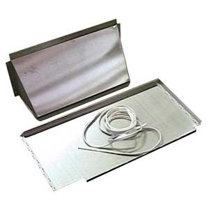 A white wire on a silver surface with a white plastic box and a white string.