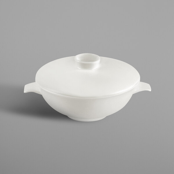 A RAK Porcelain ivory bowl with a lid.