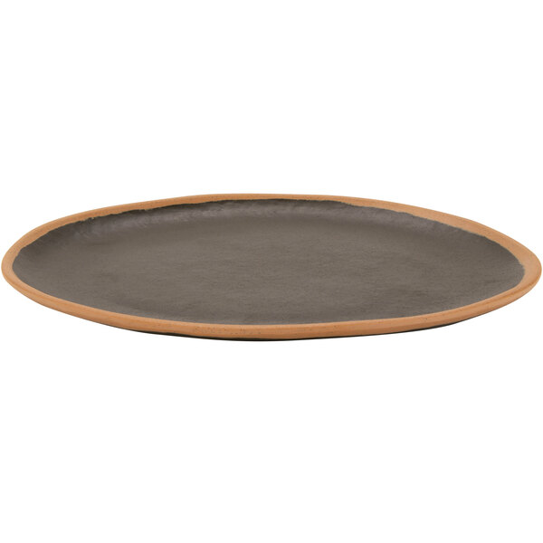 A GET matte brown melamine plate with a brown rim.