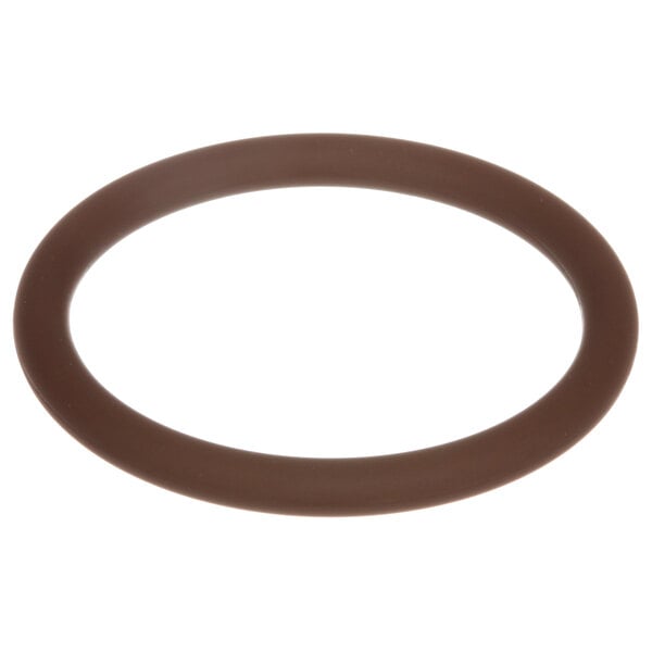 A brown rubber O ring for a Noble Warewashing drain fitting.