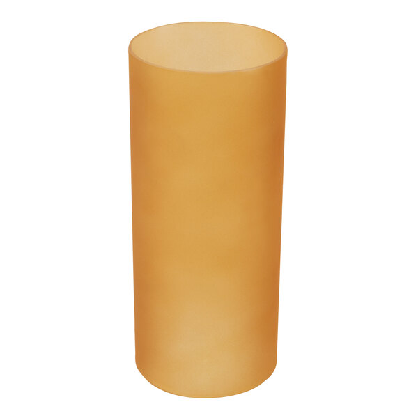 An orange frost cylinder globe with a yellow base.