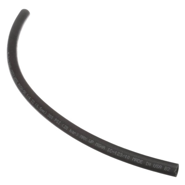 A black flexible hose with a black flexible wire.